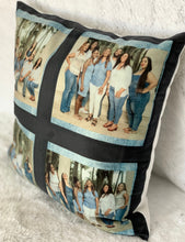 Load image into Gallery viewer, Personalized 4 PANEL PILLOW W/ BLACK SIDE