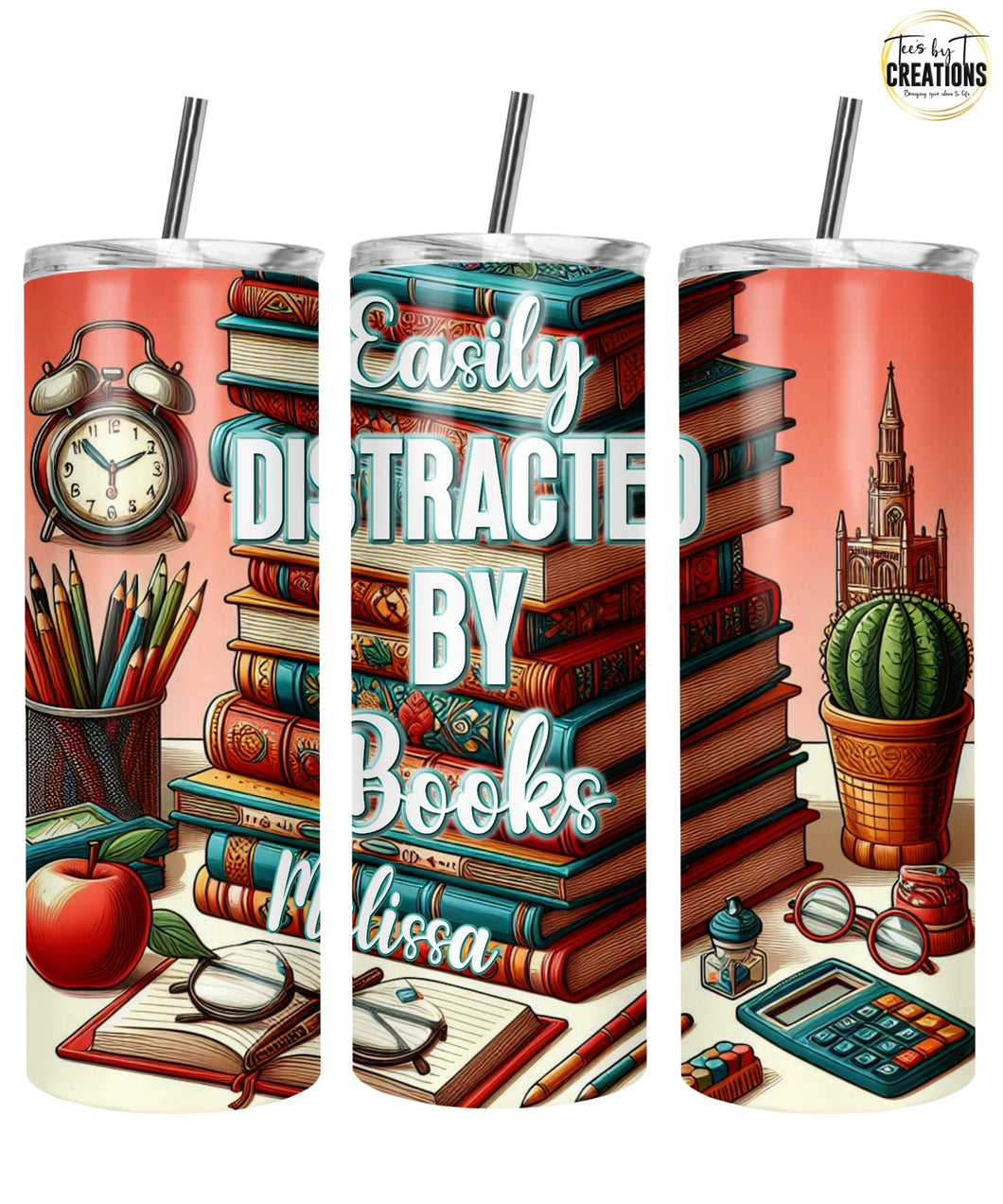 Easily Distracted by Books Custom Tumbler